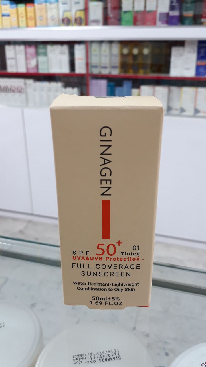 ضد آفتاب رنگی ۰۱  SPF50  ژیناژن مناسب پوست چرب و مختلط