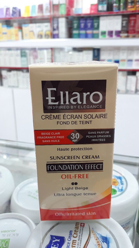 کرم ضد آفتاب SPF ۳۰ فاقد چربی کرم پودری بژ روشن الارو
